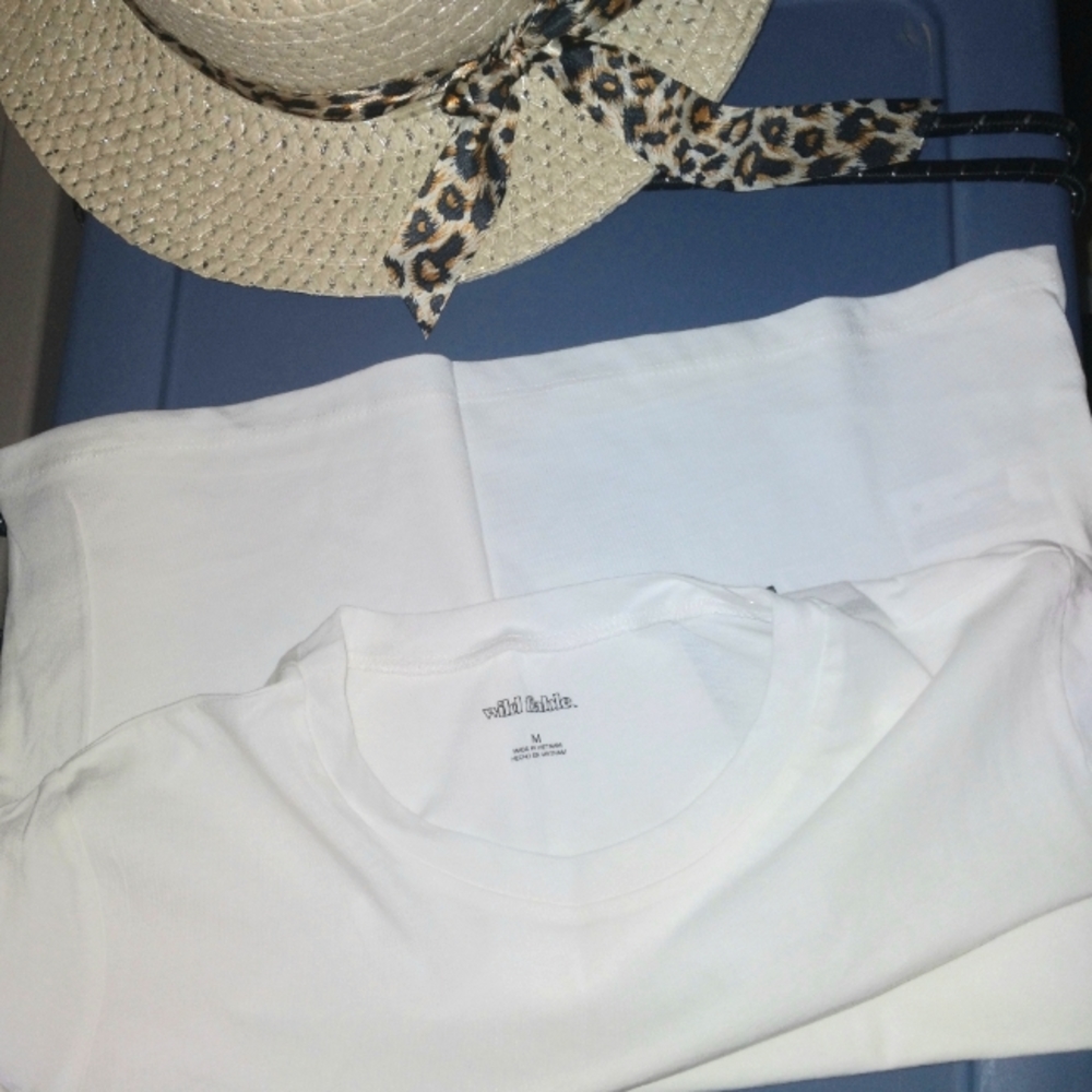 2- White Long Sleeve Crop Top Medium